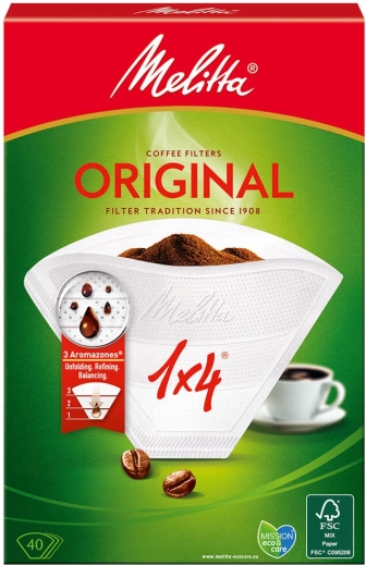 Popieriniai kavos filtrai, dydis 4 MELITTA Original (40 vnt.)
