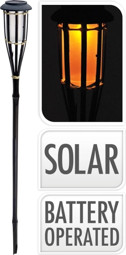 Saulės energija maitinama bambukinė fakela 65 cm, juoda