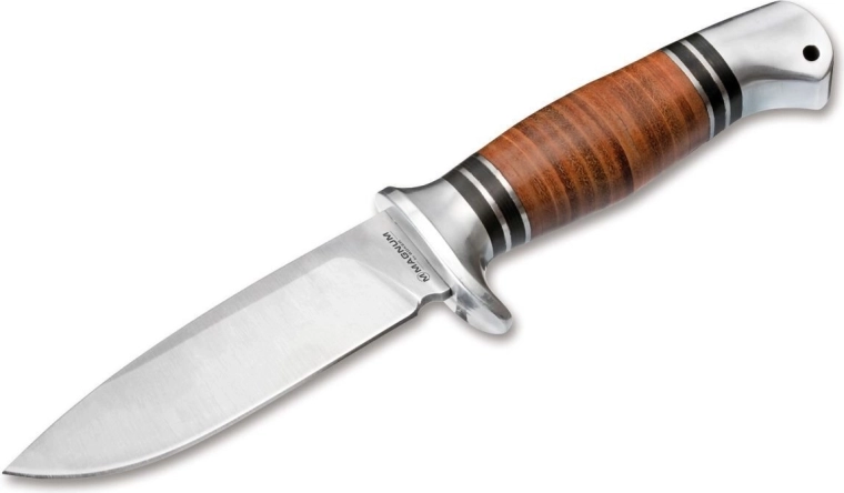 Medžioklinis peilis Magnum Leatherneck Hunter 11,2 cm, satinas, odinė rankena, nailoninis dėklas