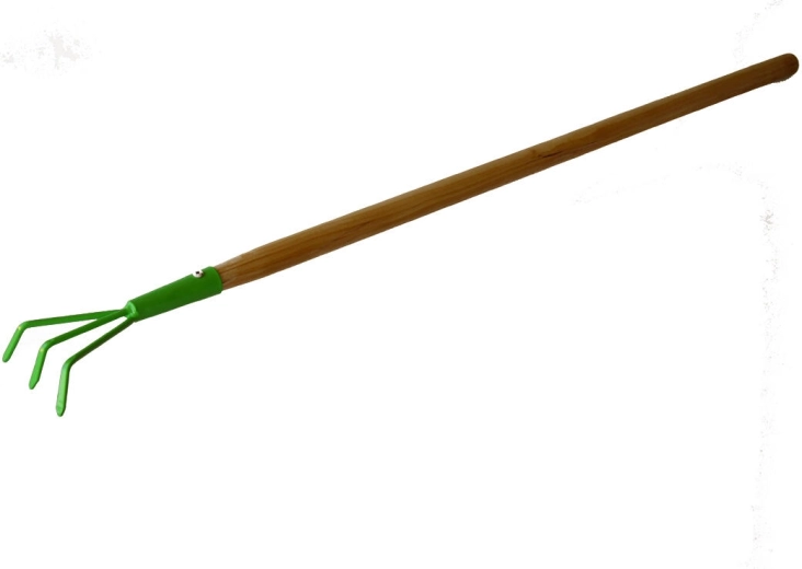 Children's garden claw with three tines and wooden handle 75 cm