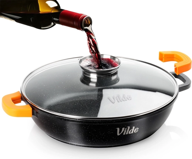 Gili grūdinto granito keptuvė su stikliniu dangčiu TERRUNA AROMA 32 cm, 4,7 l