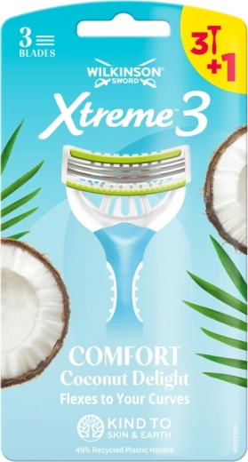 Moteriškas skutimosi skustuvas Wilkinson Xtreme 3 Comfort Coconut Delight 4 vnt.