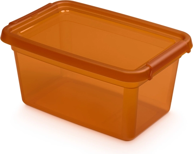 Basestore storage container with lid and clips 4.5 l amber
