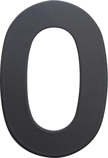House number 0, 75 mm, stainless steel, matte black