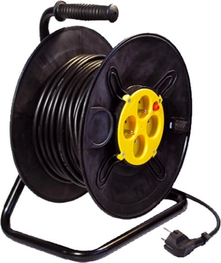 Reel extension cable on drum 40 m, 4 sockets, 3 × 1.5 mm²