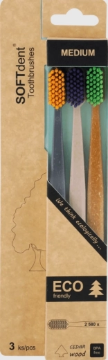 SOFTdent Soft Dent ECO dantų šepetėlis medium 3 vnt.