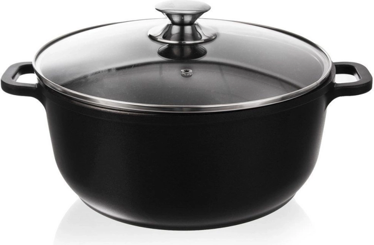 Granitinis puodas su stikliniu dangčiu GRANDE 28 cm, 7 l