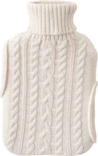Hot water bottle with knitted beige cover 1.6 l
