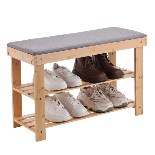 Bamboo bench with shoe rack 70 × 28 × 45 cm - 1 piece