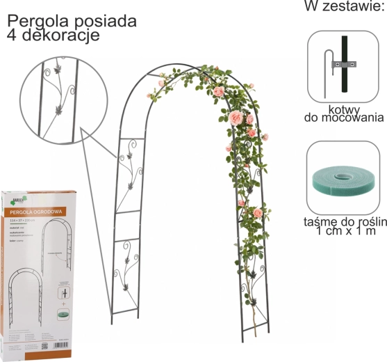 Garden pergola with anchors 114 × 37 × 230 cm
