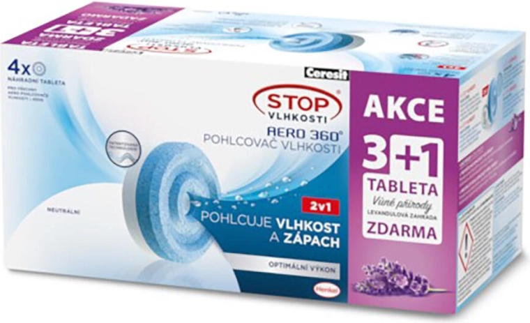 Drėgmės sugėriklio AERO 360 papildymas, levandų kvapas 4×450 g