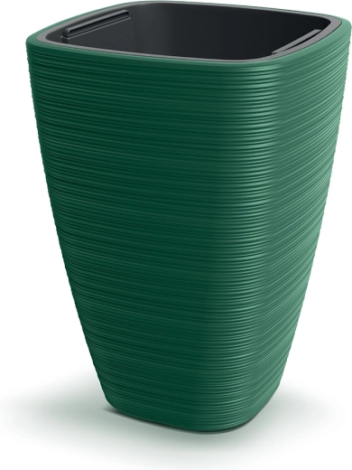 Vena Square Planter 38.8 cm dark green with inner insert