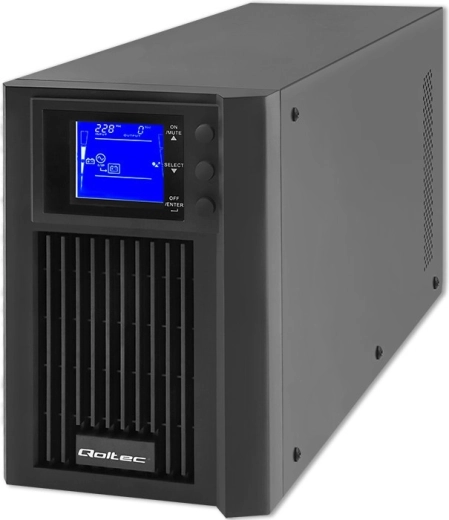 Online UPS backup power supply 2 kVA (1.6 kW) with pure sine wave and LCD