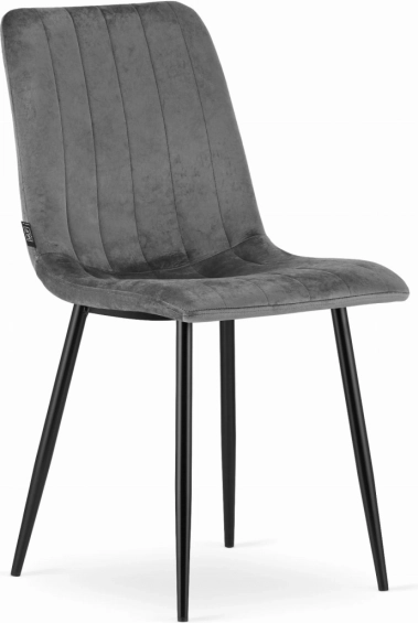 Upholstered chairs set of 4 – dark grey velvet, metal legs