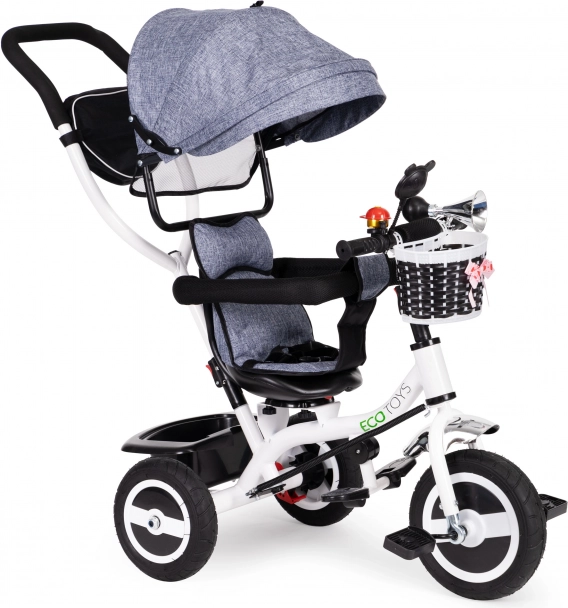 Children's tricycle with a rotating canopy and durable wheels ECOTOYS
