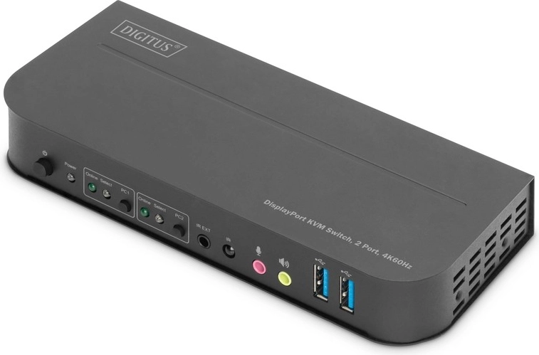 Digitus 2-port KVM switch DisplayPort to HDMI 4K 60 Hz with USB and audio