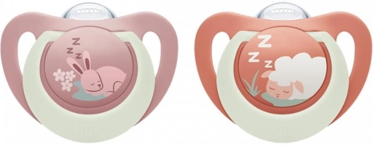 NUK First Choice Night čiulptukas 6–18 mėn., 2 vnt., bunny/sheep