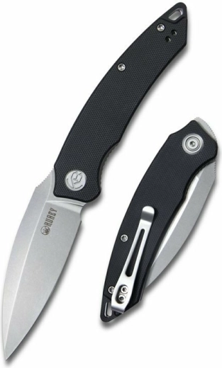 Kubey Leaf folding pocket knife 7.6 cm, AUS-10, black G10 - 1 piece