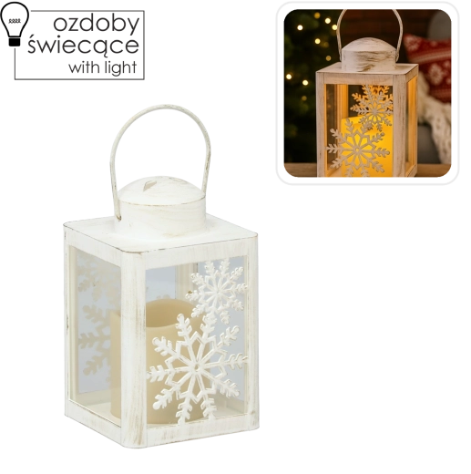 Kalėdinis žibintas su LED žvakute 10 × 10 × 17 cm – 1 vnt.