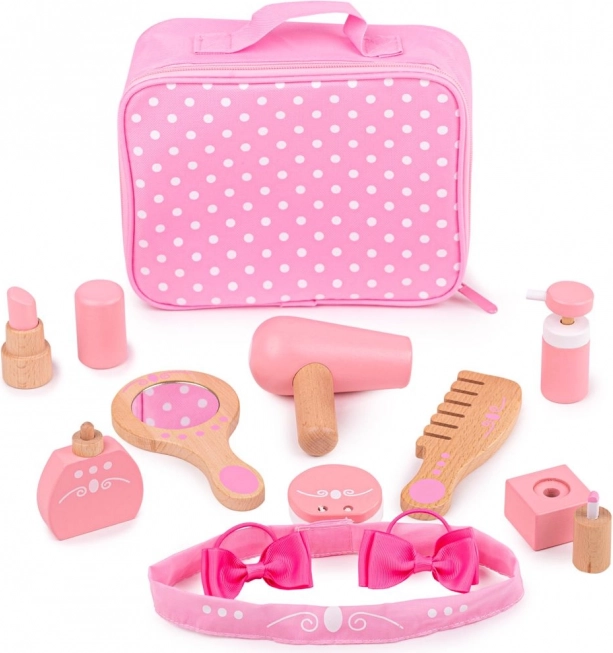 Bigjigs Toys medinis kosmetikos rinkinys lagaminėlyje (11 dalių)