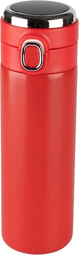 Red 420 ml travel thermos mug with LED display