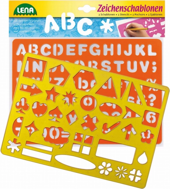 LENA drawing stencils with letters and symbols