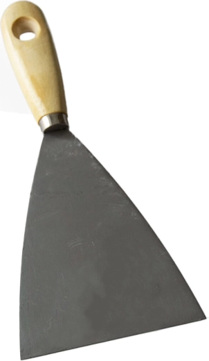 Stainless steel wedge spatula 100 mm with wooden handle