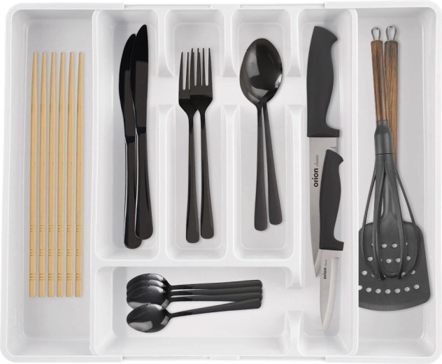 Expandable white cutlery tray for drawer Orion