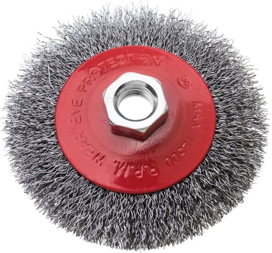 Cup steel wire brush 100 mm, wire 0.3 mm, thread M14