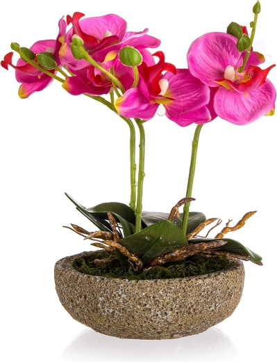 Artificial Fuchsia in a Concrete Flower Pot, 21.5 cm