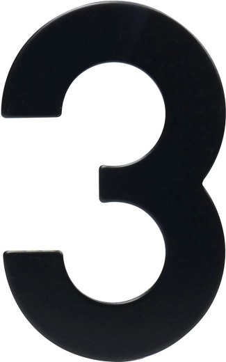 House Number 3, 95 mm, stainless steel, matte black