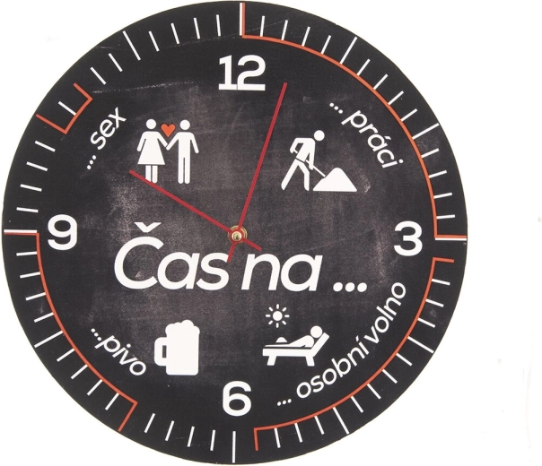 Wood-look wall clock with the inscription “Time for…”, 34 cm