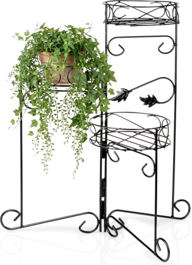 Vilde black metal plant stand, 3-tier, 66 cm
