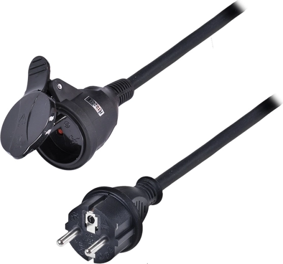 Solight rubber extension cable with one socket 5 m black