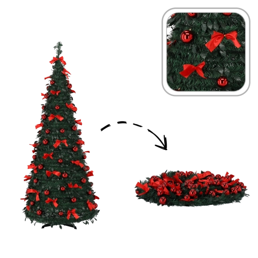 Sulankstoma dirbtinė kalėdinė eglutė Nina 150 cm su 100 LED apšvietimu – 1 vnt.
