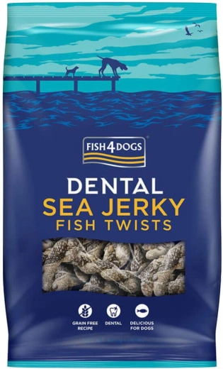 Fish4Dogs dantų priežiūros skanėstai šunims iš jūrinės žuvies – suktinukai 500 g