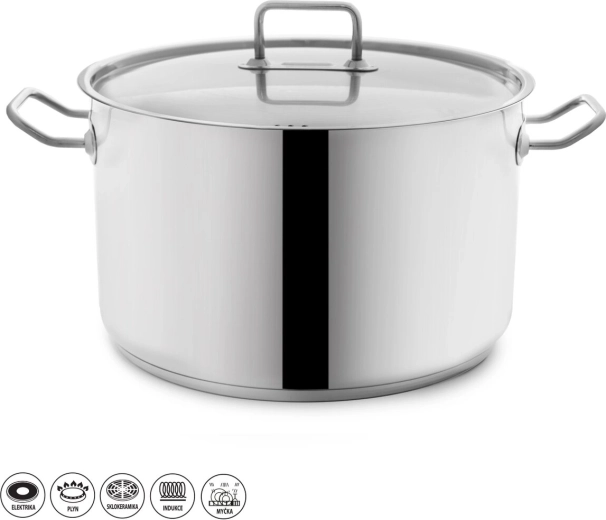 Stainless steel casserole pot Stock 21.5 l with lid