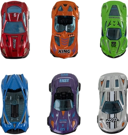 6 metal toy cars included