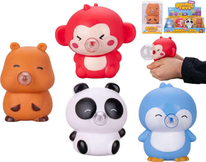 Soft animal figurine with bubble, 7 cm