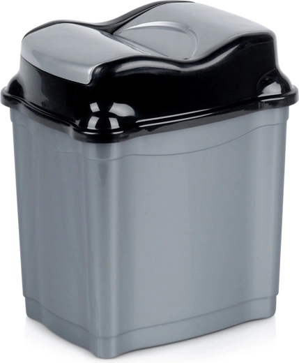 Plastikinė šiukšliadėžė 5 l su atverčiamu dangčiu, pilka