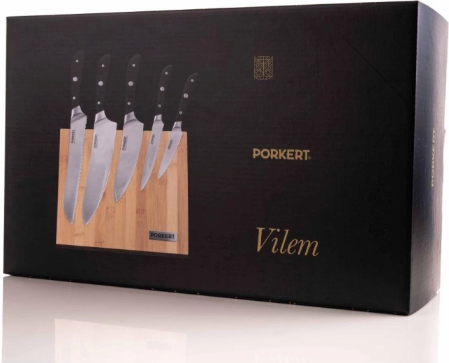Vilem 5-Piece Kitchen Knife Set with Magnetic Bamboo Block