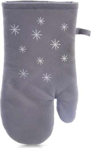 Cotton kitchen oven mitt with magnet, grey, 32 cm