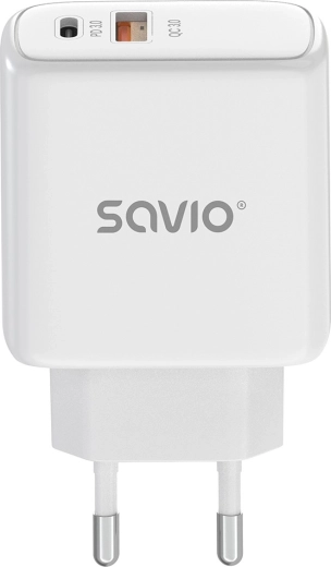 Tinklo įkroviklis 20 W SAVIO LA-12 su USB-C PD ir USB-A QC