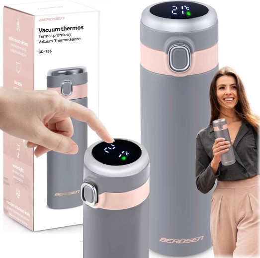 Vakuuminis termosas 450 ml su temperatūros jutikliu, pilkas