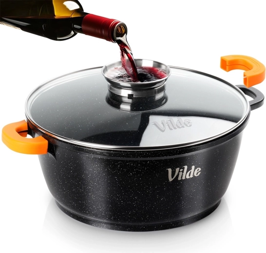 Granito puodas su stikliniu dangčiu TERRUNA AROMA 28 cm, 5,8 l