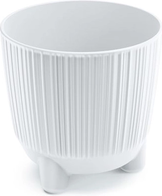 Plastic flowerpot with little legs 10.7 cm white