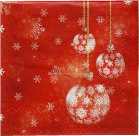 Kalėdinės servetėlės su raudonais burbulais 33 × 33 cm, 3 sluoksnių – 1 vnt.
