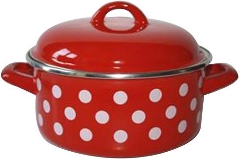 Enamelled casserole with lid 20 cm 2.8 l Red Polka Dot