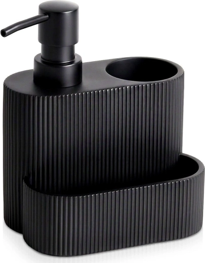 Indų ploviklio dozatorius su kempinėlės laikikliu, juodas 250 ml – 1 vnt.