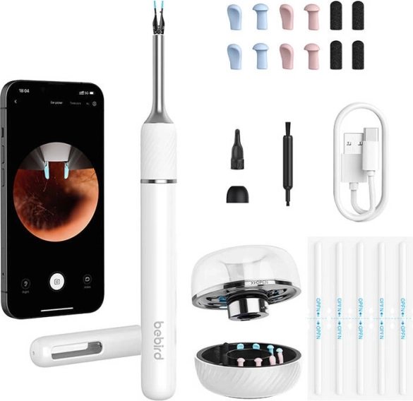 Bebird Note 5 Pro otoskopas su kamera ausų valymui – baltas